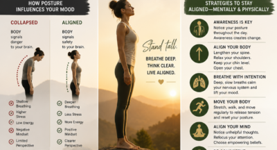 The way you stand expresses everything: How physical posture can influence mood states and strategies to keep yourself aligned, both mentally and physically.