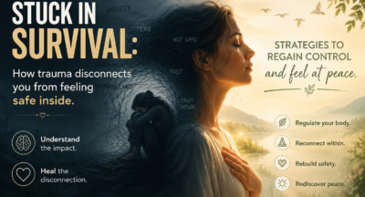 Stuck in survival: How trauma disconnects you from feeling safe inside. Strategies to regain control and feel at peace.