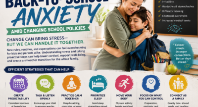 Navigating back-to-school anxiety amid changing school policies. Imminent changes that can bring stress to kids and parents and knowing what to do to reduce the levels of cortisol in your body. Efficient strategies that can help you for school year 2026-2027.