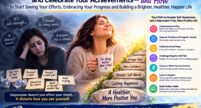 Why depression can make it difficult to recognize and celebrate your achievements—and how to begin acknowledging your efforts, embracing your progress, and taking empowering steps toward a healthier, more positive, and depression-free life.