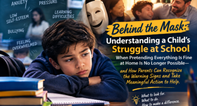 Behind the Mask: Understanding a Child’s Struggle at School When Pretending Everything Is Fine at Home Is No Longer Possible—and How Parents Can Recognize the Warning Signs and Take Meaningful Action to Help.